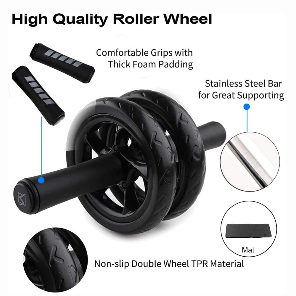 AB Roller Wheel Roller - No Noise Abdominal Training Equipment for Gym Strength Workouts